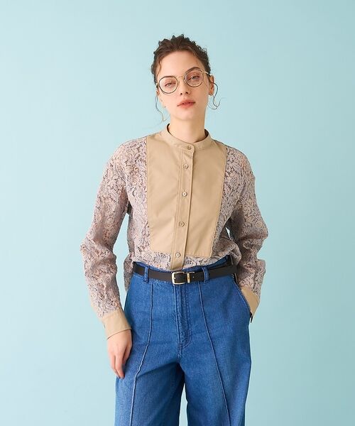 DESIGNWORKS / デザインワークス シャツ・ブラウス | 【セットアップ対応】コードレースドッキングシャツ【予約】 | 詳細1