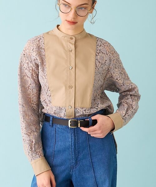 DESIGNWORKS / デザインワークス シャツ・ブラウス | 【セットアップ対応】コードレースドッキングシャツ【予約】（グレー系その他1）