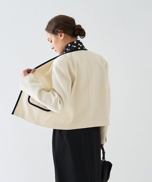 DESIGNWORKS / デザインワークス ノーカラージャケット | ロービングドビーショートパイピングジャケット【予約】 | 詳細1