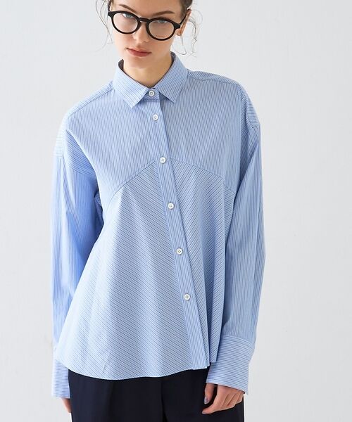 DESIGNWORKS / デザインワークス シャツ・ブラウス | シルケットペプラムシャツ【予約】（ブルー系その他1）