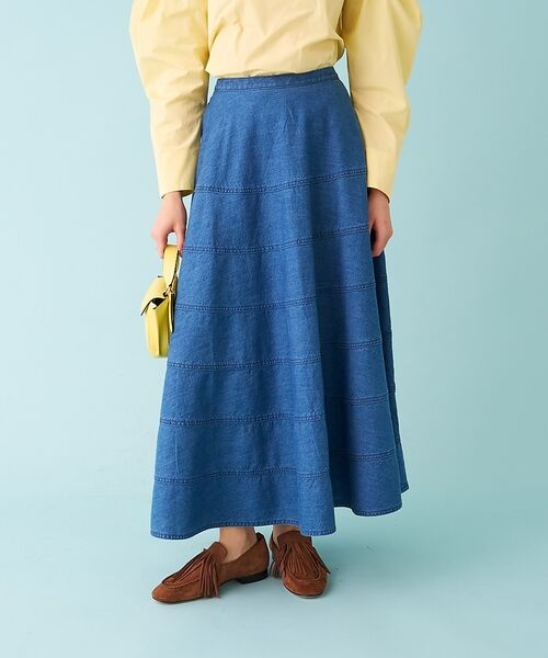 DESIGNWORKS / デザインワークス ロング・マキシ丈スカート | デニムパネルドフレアースカート【予約】 | 詳細2