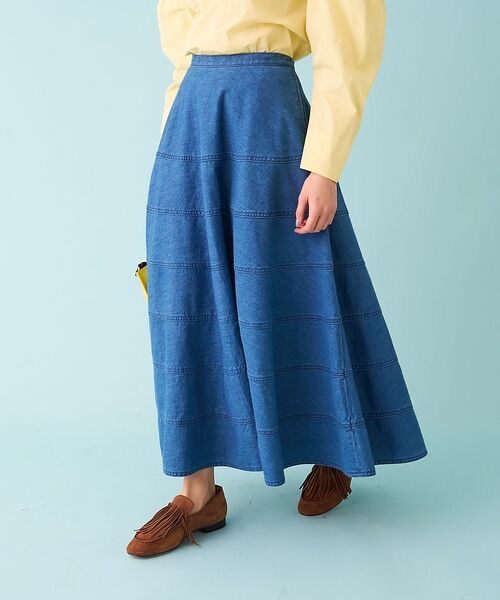 DESIGNWORKS / デザインワークス ロング・マキシ丈スカート | デニムパネルドフレアースカート【予約】 | 詳細3