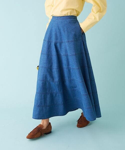 DESIGNWORKS / デザインワークス ロング・マキシ丈スカート | デニムパネルドフレアースカート【予約】 | 詳細4