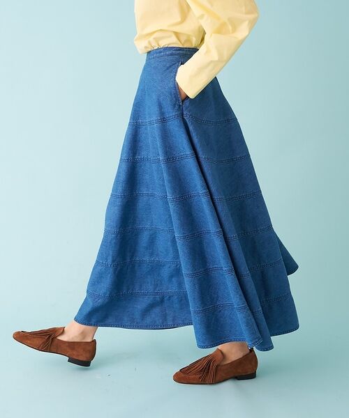 DESIGNWORKS / デザインワークス ロング・マキシ丈スカート | デニムパネルドフレアースカート【予約】 | 詳細5