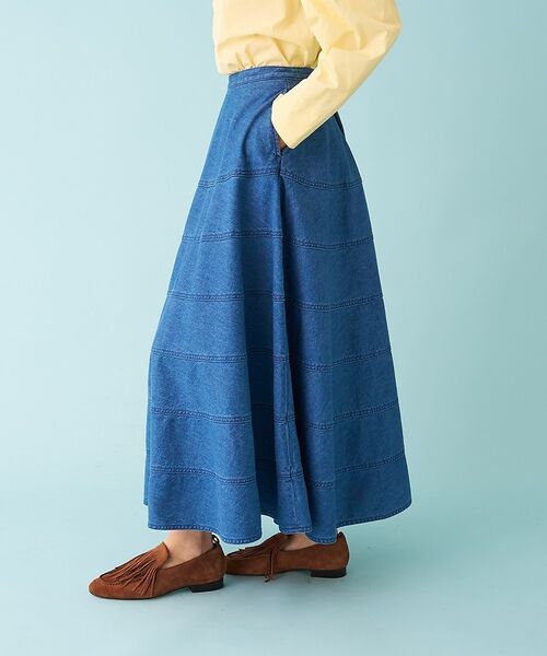 DESIGNWORKS / デザインワークス ロング・マキシ丈スカート | デニムパネルドフレアースカート【予約】 | 詳細6