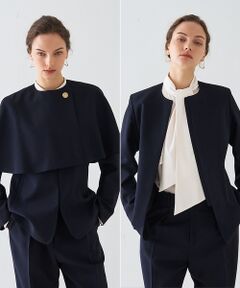 DESIGNWORKS / デザインワークス ノーカラージャケット | 【セットアップ対応】２WAYモヘアポプリンケープ付きジャケット【予約】