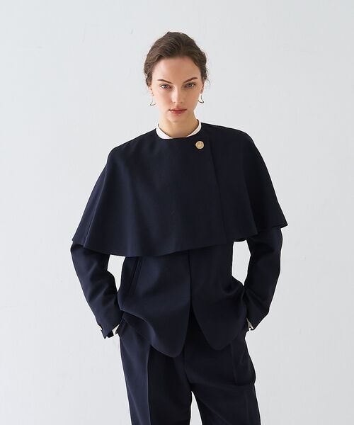 DESIGNWORKS / デザインワークス ノーカラージャケット | 【セットアップ対応】２WAYモヘアポプリンケープ付きジャケット【予約】 | 詳細10