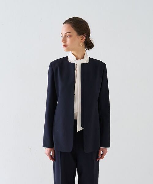 DESIGNWORKS / デザインワークス ノーカラージャケット | 【セットアップ対応】２WAYモヘアポプリンケープ付きジャケット【予約】 | 詳細11