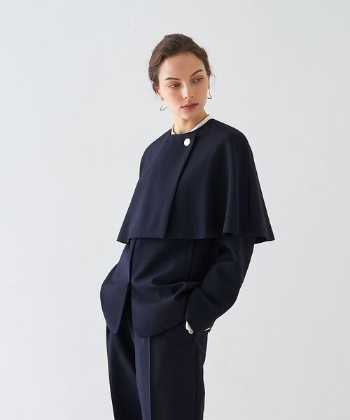 DESIGNWORKS / デザインワークス ノーカラージャケット | 【セットアップ対応】２WAYモヘアポプリンケープ付きジャケット【予約】 | 詳細12