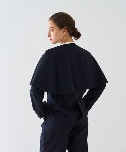 DESIGNWORKS / デザインワークス ノーカラージャケット | 【セットアップ対応】２WAYモヘアポプリンケープ付きジャケット【予約】 | 詳細13