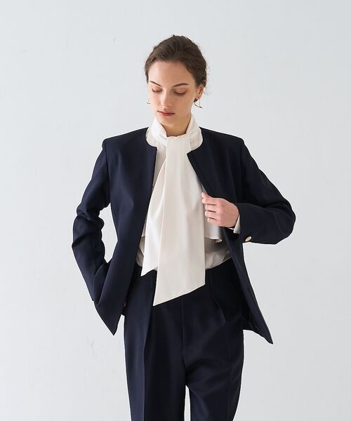 DESIGNWORKS / デザインワークス ノーカラージャケット | 【セットアップ対応】２WAYモヘアポプリンケープ付きジャケット【予約】 | 詳細2