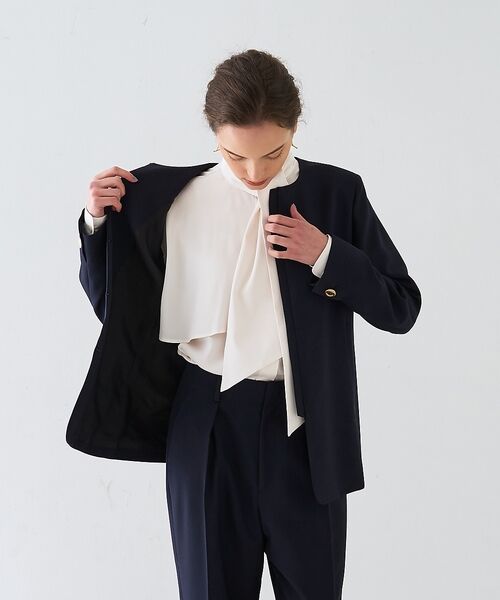 DESIGNWORKS / デザインワークス ノーカラージャケット | 【セットアップ対応】２WAYモヘアポプリンケープ付きジャケット【予約】 | 詳細4