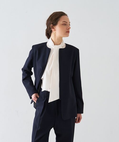 DESIGNWORKS / デザインワークス ノーカラージャケット | 【セットアップ対応】２WAYモヘアポプリンケープ付きジャケット【予約】 | 詳細5