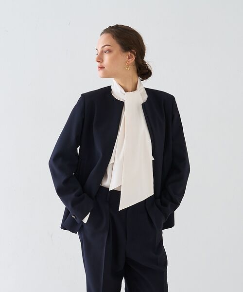 DESIGNWORKS / デザインワークス ノーカラージャケット | 【セットアップ対応】２WAYモヘアポプリンケープ付きジャケット【予約】 | 詳細7