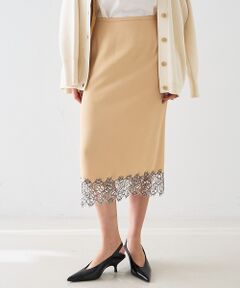 DESIGNWORKS / デザインワークス ミニ・ひざ丈スカート | ヘムレースストレートスカート【予約】