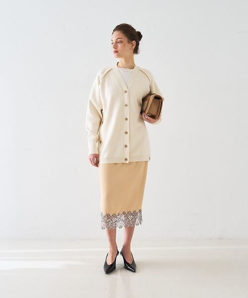 DESIGNWORKS / デザインワークス ミニ・ひざ丈スカート | ヘムレースストレートスカート【予約】 | 詳細10