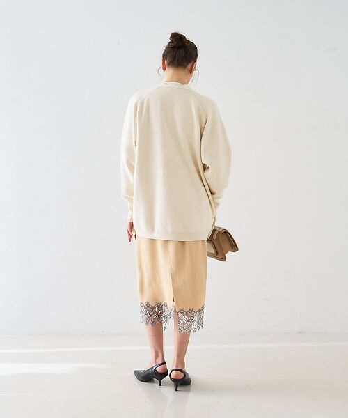 DESIGNWORKS / デザインワークス ミニ・ひざ丈スカート | ヘムレースストレートスカート【予約】 | 詳細13