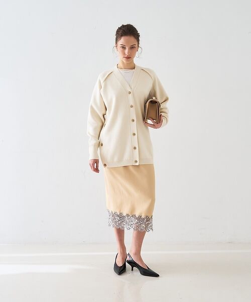 DESIGNWORKS / デザインワークス ミニ・ひざ丈スカート | ヘムレースストレートスカート【予約】 | 詳細9