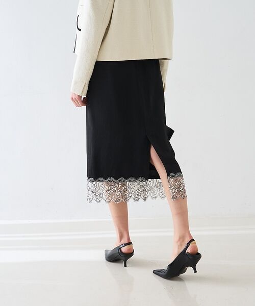 DESIGNWORKS / デザインワークス ミニ・ひざ丈スカート | ヘムレースストレートスカート【予約】 | 詳細18