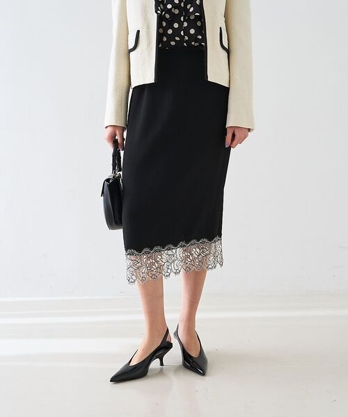 DESIGNWORKS / デザインワークス ミニ・ひざ丈スカート | ヘムレースストレートスカート【予約】 | 詳細19