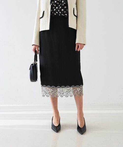 DESIGNWORKS / デザインワークス ミニ・ひざ丈スカート | ヘムレースストレートスカート【予約】 | 詳細20