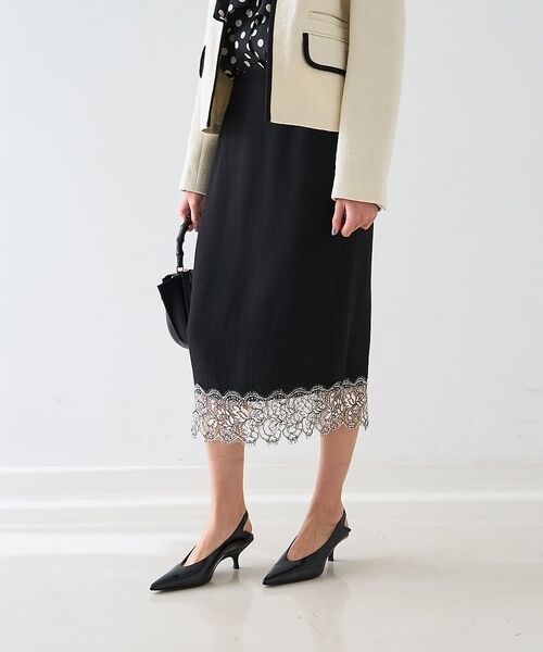 DESIGNWORKS / デザインワークス ミニ・ひざ丈スカート | ヘムレースストレートスカート【予約】 | 詳細21