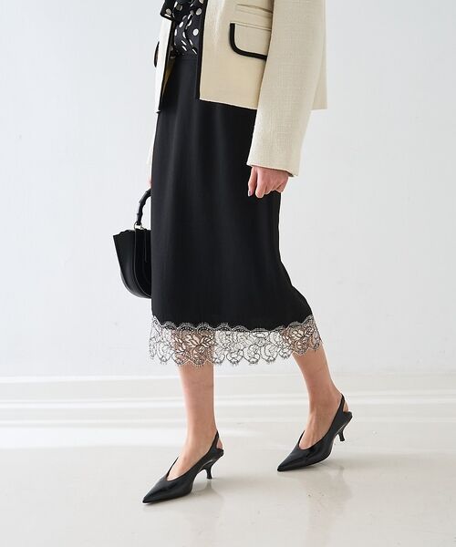 DESIGNWORKS / デザインワークス ミニ・ひざ丈スカート | ヘムレースストレートスカート【予約】 | 詳細22