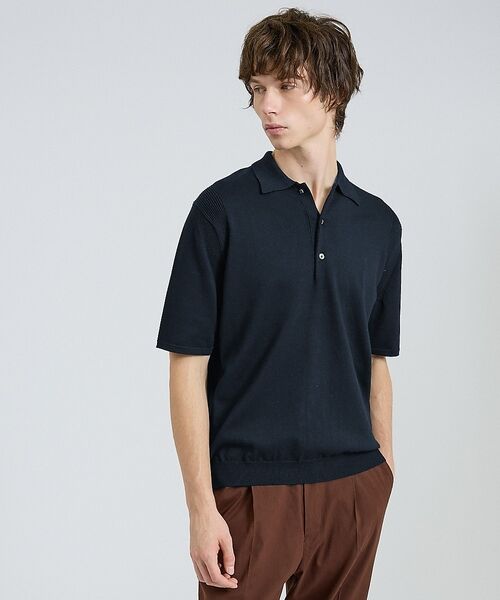 DESIGNWORKS / デザインワークス ポロシャツ | 【カシミヤタッチ】 ニットポロシャツ【予約】（ダークネイビー）