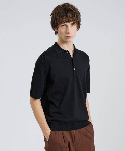 DESIGNWORKS / デザインワークス ポロシャツ | 【カシミヤタッチ】 ニットポロシャツ【予約】（ブラック）
