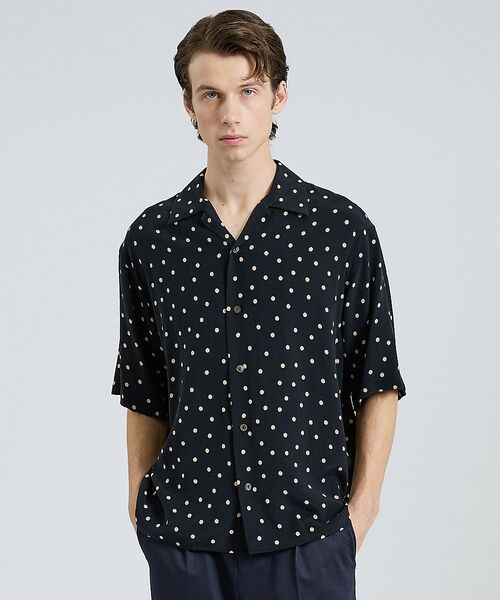 DESIGNWORKS / デザインワークス シャツ・ブラウス | ランダムドット オープンカラーシャツ【予約】（ブラック）