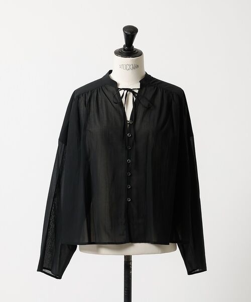 DESIGNWORKS / デザインワークス シャツ・ブラウス | シアーギャザーブラウス（ブラック）