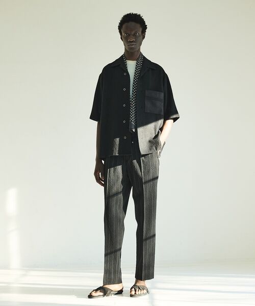 DESIGNWORKS / デザインワークス シャツ・ブラウス | 【セットアップ対応】ウールアムンゼン ハーフスリーブ半袖シャツ / オープンカラ | 詳細13