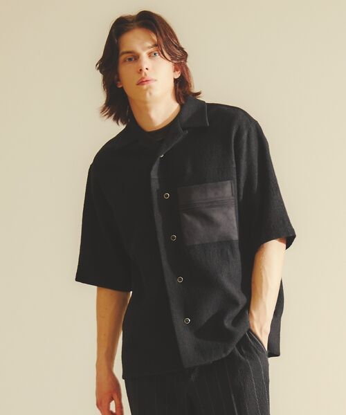 DESIGNWORKS / デザインワークス シャツ・ブラウス | 【セットアップ対応】ウールアムンゼン ハーフスリーブ半袖シャツ / オープンカラ | 詳細14