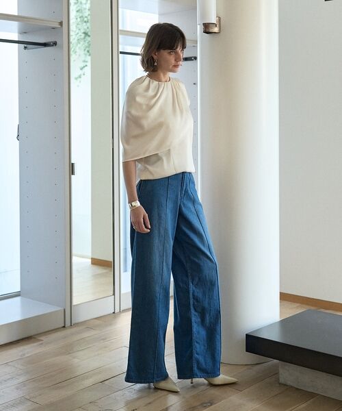 DESIGNWORKS / デザインワークス シャツ・ブラウス | 【セットアップ対応】サテンアシンメトリーケープブラウス | 詳細11