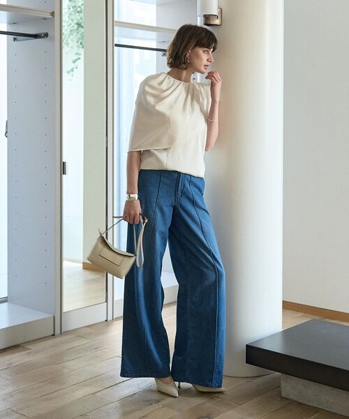 DESIGNWORKS / デザインワークス シャツ・ブラウス | 【セットアップ対応】サテンアシンメトリーケープブラウス | 詳細13