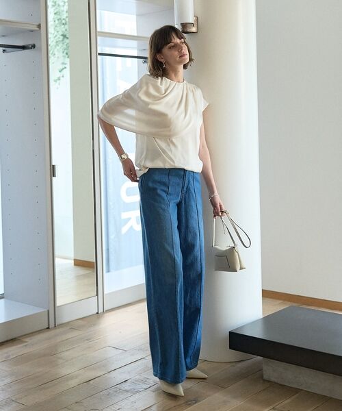 DESIGNWORKS / デザインワークス シャツ・ブラウス | 【セットアップ対応】サテンアシンメトリーケープブラウス | 詳細9