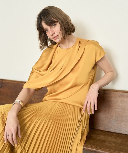 DESIGNWORKS / デザインワークス シャツ・ブラウス | 【セットアップ対応】サテンアシンメトリーケープブラウス | 詳細24
