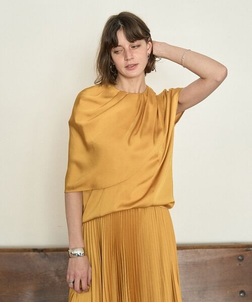 DESIGNWORKS / デザインワークス シャツ・ブラウス | 【セットアップ対応】サテンアシンメトリーケープブラウス | 詳細28