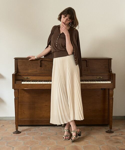 DESIGNWORKS / デザインワークス ミニ・ひざ丈スカート | 【セットアップ対応】サテンプリーツスカート【予約】 | 詳細13