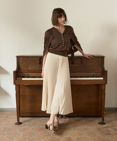 DESIGNWORKS / デザインワークス ミニ・ひざ丈スカート | 【セットアップ対応】サテンプリーツスカート【予約】 | 詳細17