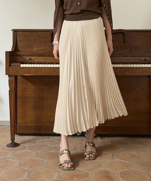 DESIGNWORKS / デザインワークス ミニ・ひざ丈スカート | 【セットアップ対応】サテンプリーツスカート【予約】 | 詳細5