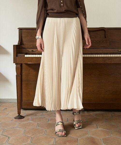 DESIGNWORKS / デザインワークス ミニ・ひざ丈スカート | 【セットアップ対応】サテンプリーツスカート【予約】 | 詳細6