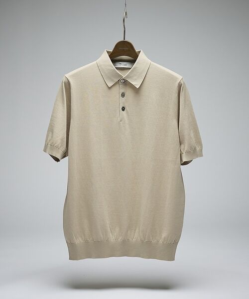 DESIGNWORKS / デザインワークス ポロシャツ | 【Tutto / トゥット】スタンドカラー半袖ポロシャツ / collar st（グレージュ）