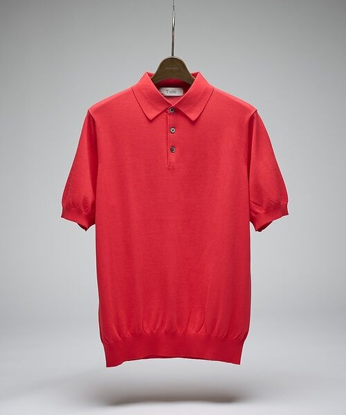 DESIGNWORKS / デザインワークス ポロシャツ | 【Tutto / トゥット】スタンドカラー半袖ポロシャツ / collar st（レッド）