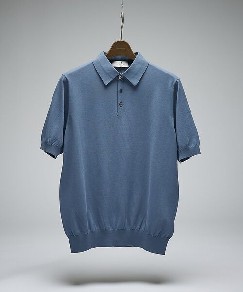 DESIGNWORKS / デザインワークス ポロシャツ | 【Tutto / トゥット】スタンドカラー半袖ポロシャツ / collar st（インディゴ）