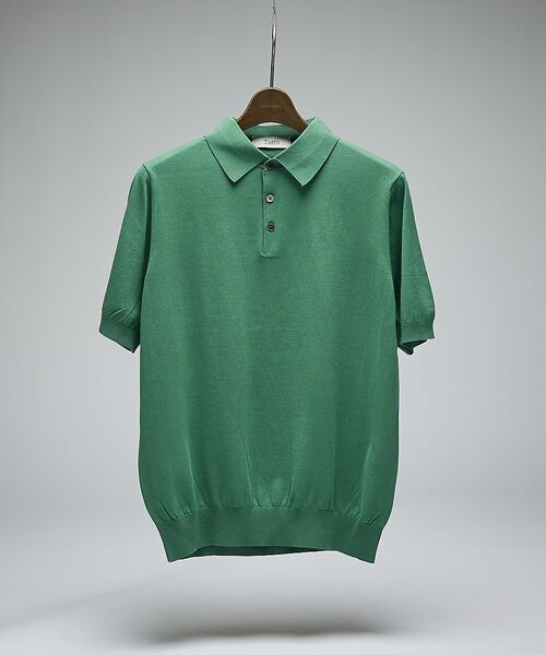 DESIGNWORKS / デザインワークス ポロシャツ | 【Tutto / トゥット】スタンドカラー半袖ポロシャツ / collar st（グリーン）
