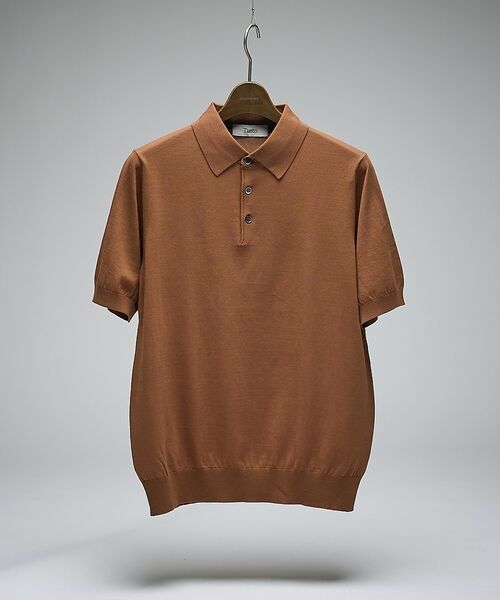 DESIGNWORKS / デザインワークス ポロシャツ | 【Tutto / トゥット】スタンドカラー半袖ポロシャツ / collar st（ダークブラウン）