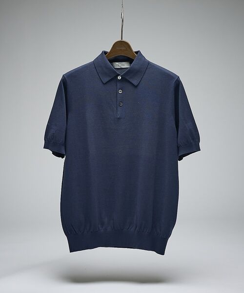DESIGNWORKS / デザインワークス ポロシャツ | 【Tutto / トゥット】スタンドカラー半袖ポロシャツ / collar st（ネイビー）