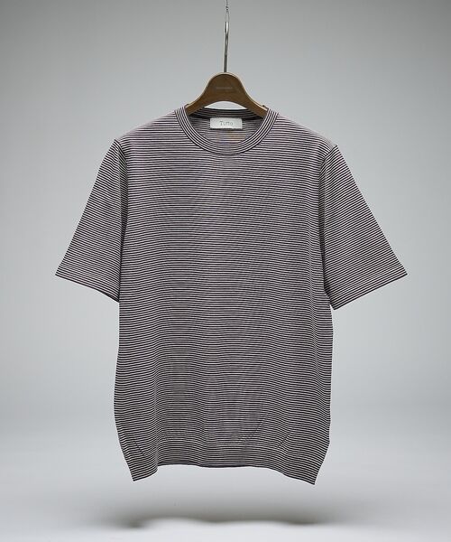 DESIGNWORKS / デザインワークス ポロシャツ | 【Tutto / トゥット】マイクロボーダー半袖ニット | 詳細1