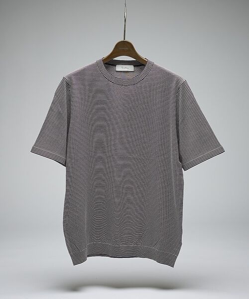 DESIGNWORKS / デザインワークス ポロシャツ | 【Tutto / トゥット】マイクロボーダー半袖ニット（パープル系その他1）